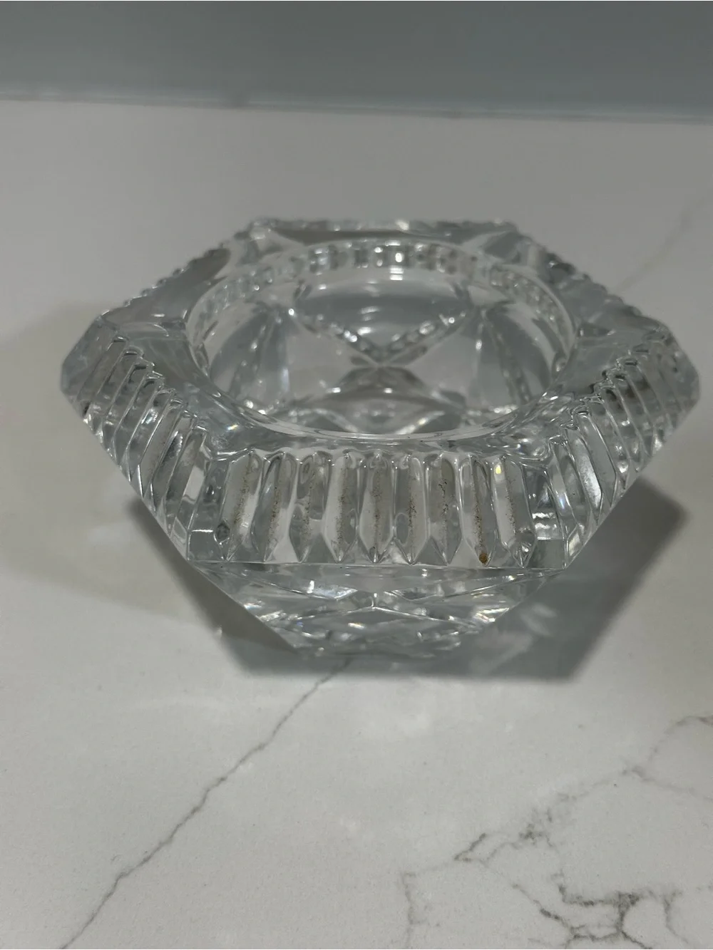 Vintage CRISTAL D’ARQUES 24% LEAD CRYSTAL HEXAGONAL VOTIVE CANDLE HOLDER FRANCE